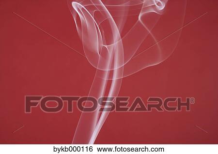 Stock Photograph - White smoke on red background. Fotosearch