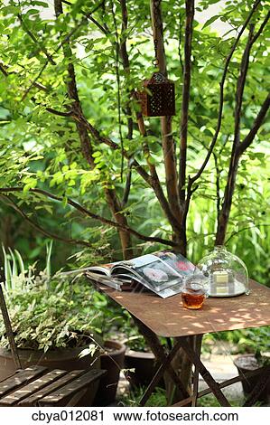 Candle drink and books on an outdoor table View Large Photo Image Stock Image - Candle drink and books on an outdoor table. Fotosearch