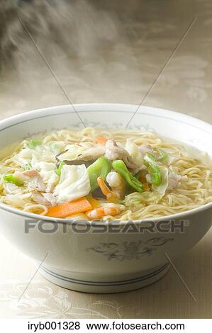 Chinese style stir fried noodle soup View Large Photo Image Stock Photo - Chinese style stir fried noodle soup. Fotosearch