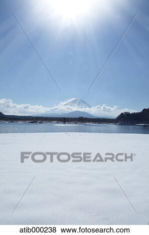 Stock Photo - Frozen Lake Shoji, Yamanashi Prefecture. Fotosearch