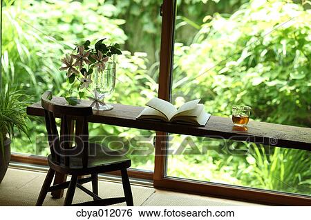 Japanese style room facing a garden View Large Photo Image Stock Photograph - Japanese style room facing a garden. Fotosearch