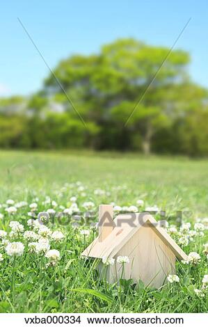 Miniature house on grassland View Large Photo Image Picture - Miniature house on grassland. Fotosearch
