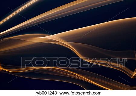 Stock Image - Orange smoke on black background. Fotosearch