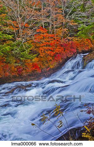 Stock Photograph - Ryuzu Waterfall, Tochigi Prefecture. Fotosearch