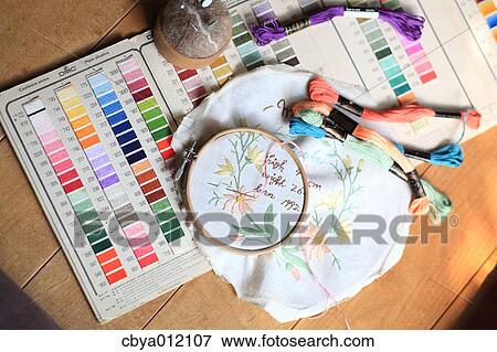 Sewing tools on a wooden floor View Large Photo Image Stock Photo - Sewing tools on a wooden floor. Fotosearch