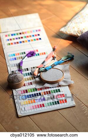 Sewing tools on a wooden floor View Large Photo Image Stock Photography - Sewing tools on a wooden floor. Fotosearch