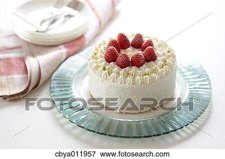 Strawberry shortcake on a glass plate View Large Photo Image Stock Photo - Strawberry shortcake on a glass plate. Fotosearch