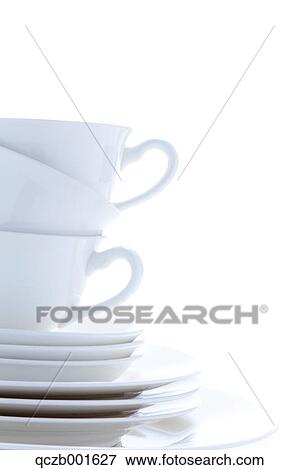 White plates and cups View Large Photo Image Stock Photo - White plates and cups. Fotosearch