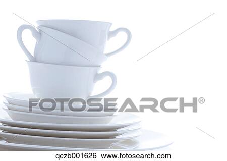 White plates and cups View Large Photo Image Stock Photograph - White plates and cups. Fotosearch