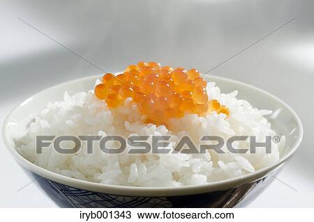 White rice and salmon roe View Large Photo Image Stock Image - White rice and salmon roe. Fotosearch