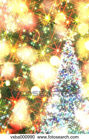 Stock Image - Christmas tree and lights. Fotosearch