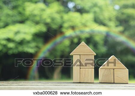 Houses made of building blocks View Large Photo Image Stock Photo - Houses made of building blocks. Fotosearch