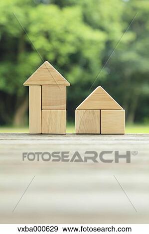 Stock Photo - Houses made of building blocks. Fotosearch