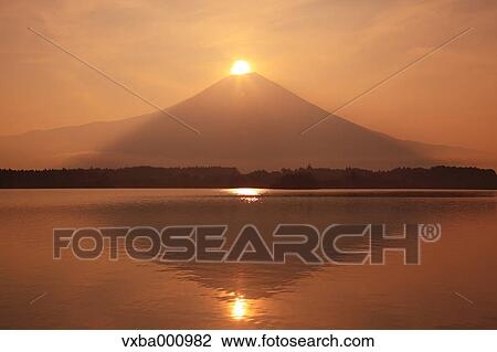 Stock Image - Mount Fuji and Lake Tanuki, Shizuoka Prefecture. Fotosearch