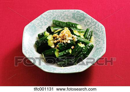 Stock Image - Chinese-style cucumber salad. Fotosearch