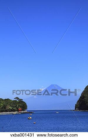 Stock Image - Mount Fuji from Toda harbor, Shizuoka Prefecture. Fotosearch