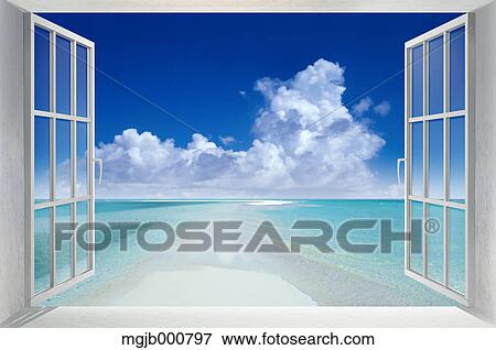 Sea of Maldives and white window View Large Photo Image Stock Photo - Sea of Maldives and white window. Fotosearch
