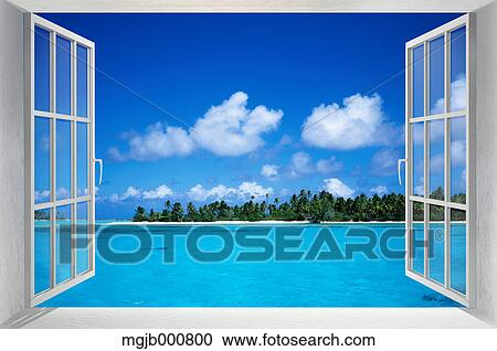 Sea of??Tahiti and white window View Large Photo Image Stock Image - Sea of??Tahiti and white window. Fotosearch