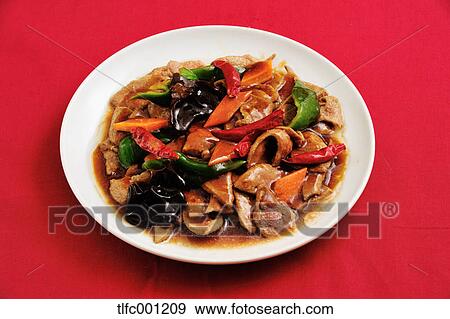Stock Photo - Szechuan-style vegetables and liver. Fotosearch