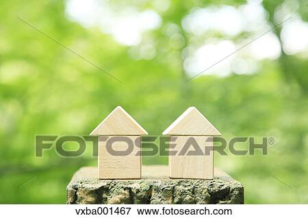 Wooden houses made of building blocks View Large Photo Image Stock Photo - Wooden houses made of building blocks. Fotosearch