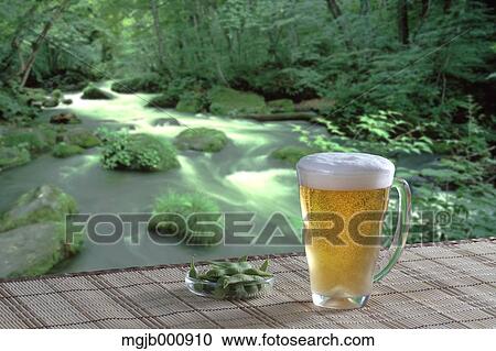 Stock Image - Beer and soybeans. Fotosearch
