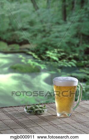 Stock Image - Beer and soybeans. Fotosearch
