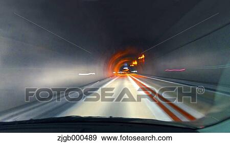 Stock Photo - Car travelling in a tunnel. Fotosearch