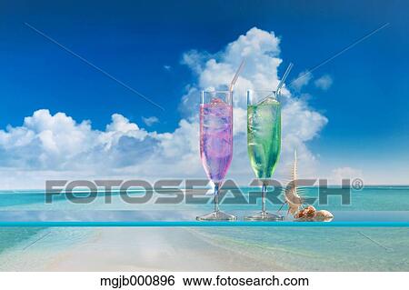 Cocktails and blue sky with clouds View Large Photo Image Stock Photograph - Cocktails and blue sky with clouds. Fotosearch
