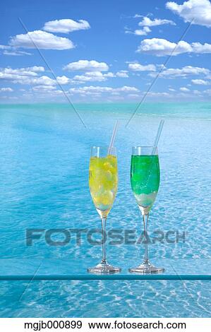 Cocktails and sea View Large Photo Image Stock Photo - Cocktails and sea. Fotosearch