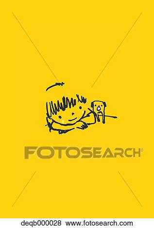 Stock Photo - Dog and boy illustration. Fotosearch