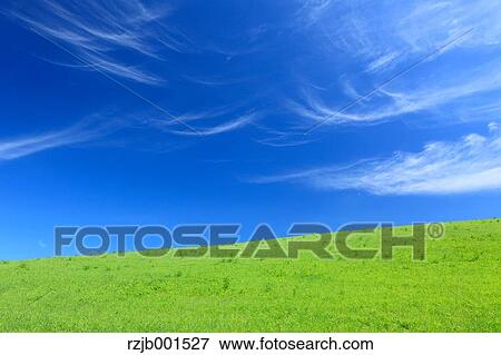Grassland and sky with clouds, Hokkaido View Large Photo Image Stock Photo - Grassland and sky with clouds, Hokkaido. Fotosearch