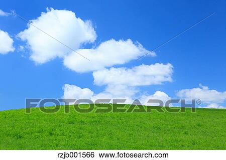 Grassland and sky with clouds, Hokkaido View Large Photo Image Stock Photograph - Grassland and sky with clouds, Hokkaido. Fotosearch