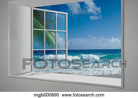Hawaiian beach view from white window View Large Photo Image Stock Image - Hawaiian beach view from white window. Fotosearch