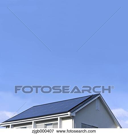 House rooftop with solar panel View Large Photo Image Stock Photo - House rooftop with solar panel. Fotosearch