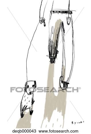 Stock Image - Man and dog illustration. Fotosearch