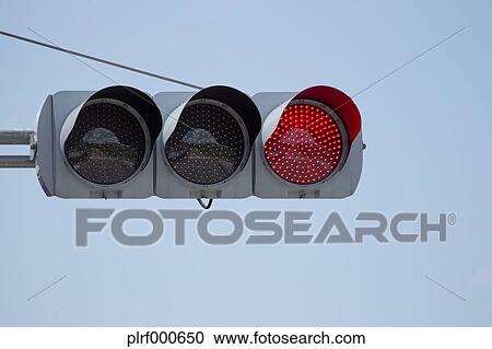 Stock Image - Red traffic light. Fotosearch