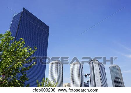 Skyscrapers of Osaka business district View Large Photo Image Stock Photo - Skyscrapers of Osaka business district. Fotosearch
