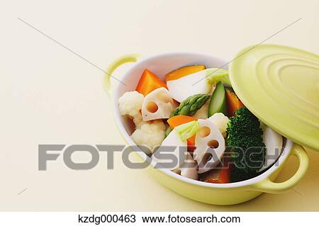 Stock Image - Steamed vegetables. Fotosearch