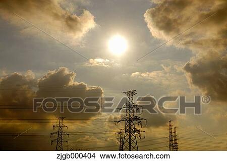 Transmission lines and sky View Large Photo Image Picture - Transmission lines and sky. Fotosearch