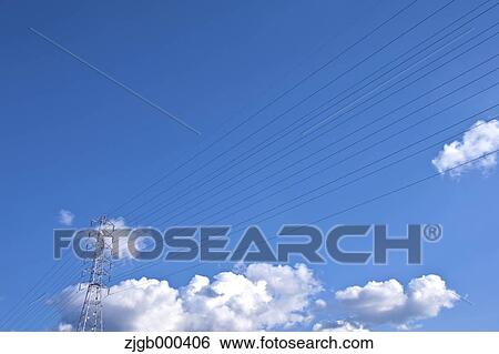 Transmission lines and sky View Large Photo Image Stock Photograph - Transmission lines and sky. Fotosearch