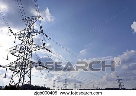 Stock Photography - Transmission lines and sky. Fotosearch