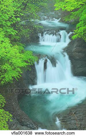 Water stream and waterfall, Miyagi Prefecture View Large Photo Image Stock Photo - Water stream and waterfall, Miyagi Prefecture. Fotosearch