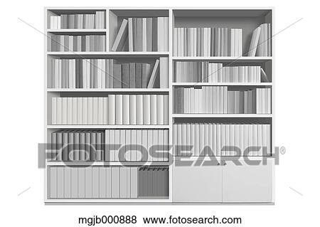 Stock Photo - White bookshelf. Fotosearch