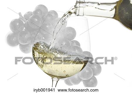 Stock Image - White wine and grape. Fotosearch