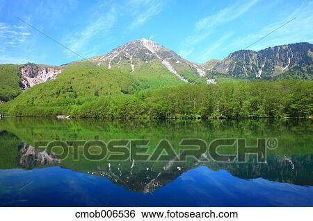 Yakedake mountain range and Taisho pond, Nagano Prefecture View Large Photo Image Stock Photograph - Yakedake mountain range and Taisho pond, Nagano Prefecture. Fotosearch