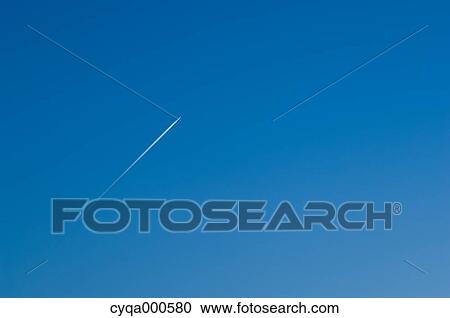 Airplane track on clear sky View Large Photo Image Stock Image - Airplane track on clear sky. Fotosearch