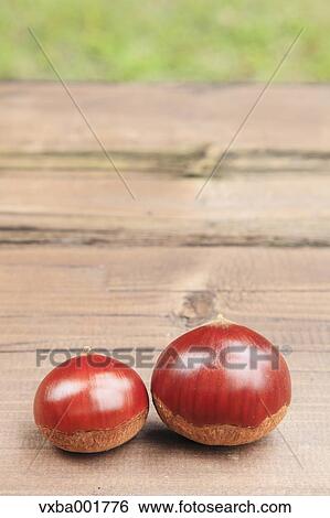 Chestnuts on wooden table View Large Photo Image Stock Photograph - Chestnuts on wooden table. Fotosearch