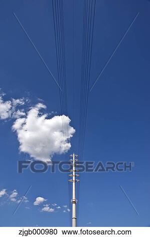 Stock Image - Environment-friendly transmission tower and sky. Fotosearch