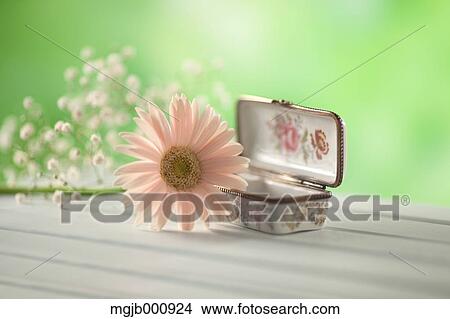 Picture - Jewel box and Gerbera flower. Fotosearch