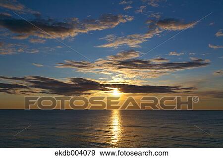 Stock Photo - Sea of Japan at sunset, Akita Prefecture. Fotosearch